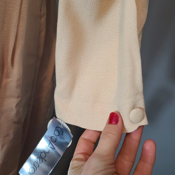 Vtg Carol Anderson Cream Dress Sz 4P Cottage 3D Rose New Pleated 90s Whimsical - Picture 2 of 13